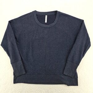 Athleta Navy Speckled Crew Neck Long Sleeve Sweatshirt Top Womens L Thumbhole